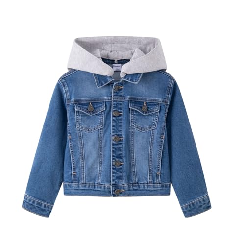 Veste en jean homme blouson denim capuche amovible grise