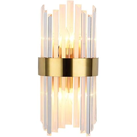 FREEHM LED Kristall Wandleuchten Innen Modern Wandleuchte Schlafzimmer Gold Wand Nachttischlampe Landhausstil Hotel Wohnzimmer Wandbeleuchtung E14 Flurbeleuchtung Wand Cover