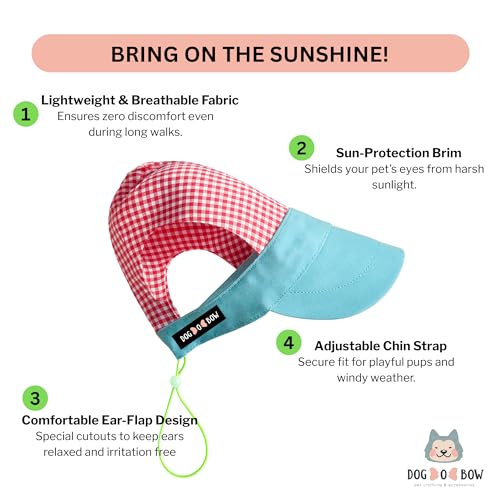 Image of DOG-O-BOW Cotton Check Baseball Cap for Dogs | Premium, Soft & Breathable Cap (Small)