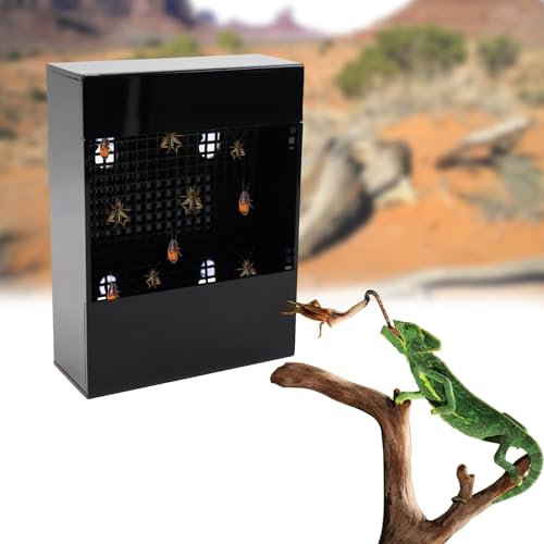 Chameleon Feeder, Bearded Dragon Bug Bowl, Black Acrylic Reptile Feeder Box, Wall-Mounted Insect Feeder with Suction Cups, Tank and Aquarium Accessories for Lizard Bearded Dragon Gecko Frog - Thumbnail 4