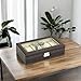 TIMELYBUYS 12 Piece Chocolate Brown Leatherette Men's Watch Box Display Case Collection Jewelry Box Storage Glass Top Father's Day