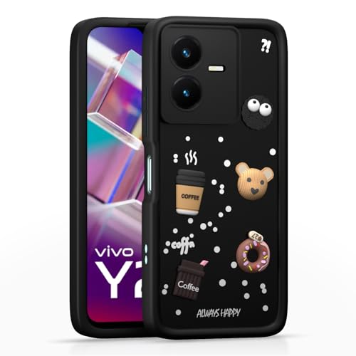 Image of Pikkme Back Cover for Vivo Y22 | Cute Fun Cartoon 3D Bear Silicone Full Body Protection Bumper Cover (Black)