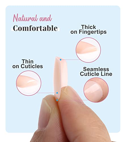 Morily Press On Nails - Nude Fake False Nails Short Square, Solid Color Glossy Squoval Stick On Fingernails For Women - 24Pcs In 12 Sizes #TOP2