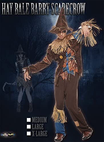 Eraspooky Men's Scarecrow Costume Deluxe Adult Halloween Straw Wizard Kit #TOP1