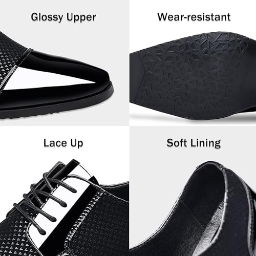 Image of Men's Dress Shoes Faux Patnt Leather Formal Oxford Tuxedo Shoes