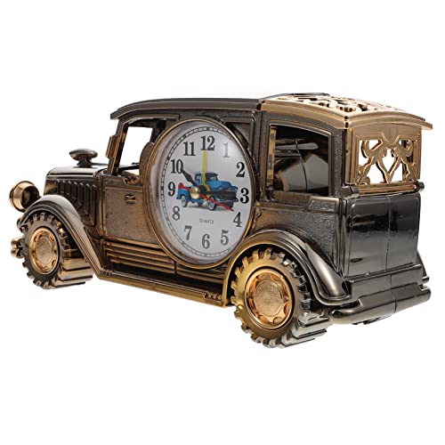 Vosarea Vintage Car Clock Vintage Classic Car Shape Alarm Clock Old Fashioned Classic Alarm Clock Battery Powered Alarm Clock Decorative Desktop Ornament Black Vintage Shelf Clock #TOP16