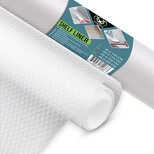 Moarka Shelf Liner for Kitchen (2 Rolls (45 x 150cm) Non-Adhesive Drawer Mats Non-Slip Food Grade EVA Drawer Liner Stain-Proof Liner for Shelf Refrigerator Cupboard and Desk