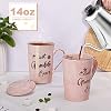 Doublewhale Grandma Gifts for Grandma, Mothers Day Birthday Gift for Grandmother from Granddaughter Grandson - 14Oz Pink Marble Ceramic Coffee Mugs Print with Real Gold - Lid Spoon Card, Box #3