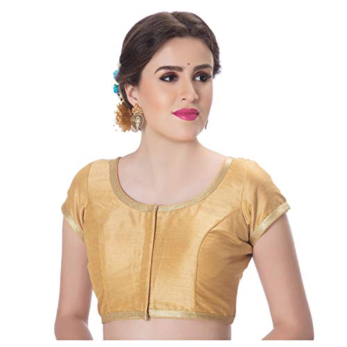 GLOBON FASHION Designer Women's Party Wear Bollywood Readymade Indian Style Saree Yellow Blouse Padded Brocade Choli (M 36)