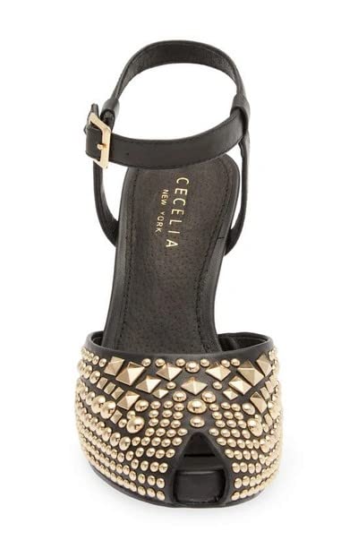 Cecelia New York Birdie Black Ankle Strap Dress Gold Detailed Womens Pumps Shoes2