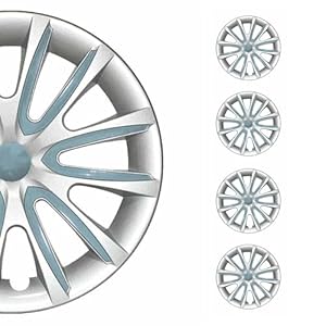 OMAC 4X Radkappen Radzierblenden Radblenden 14" Zoll Stahlfelgen Glänzend Grau-Hell Blau