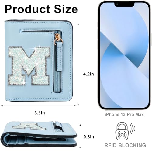 Image of Birthday Gifts for Teen Girl Kids Wallet Girl Wallets Small Initial Rfid Wallet Teen Girls Gift Preppy Stuff for Girls Blue M