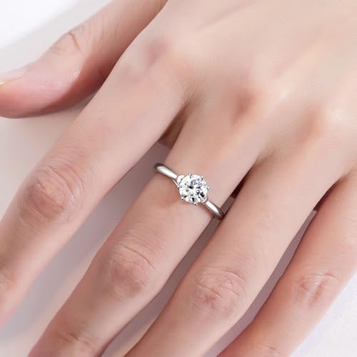 ANAZOZ Moissanite Engagement Ring, 1ct D Color VVS1 Clarity, Rings for Women Sterling Silver Adjustable Wedding Band Solitaire2