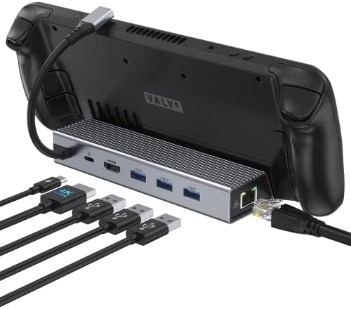 Docking Station for Steam Deck,6-in-1 Steam Deck Dock, USB C Hub Steam Deck accessories with HDMI 2.0 4K@60Hz,1000M Ethernet, USB 3.0 Port & 100W Charging Port Compatible with Valve Steam Deck, Switch