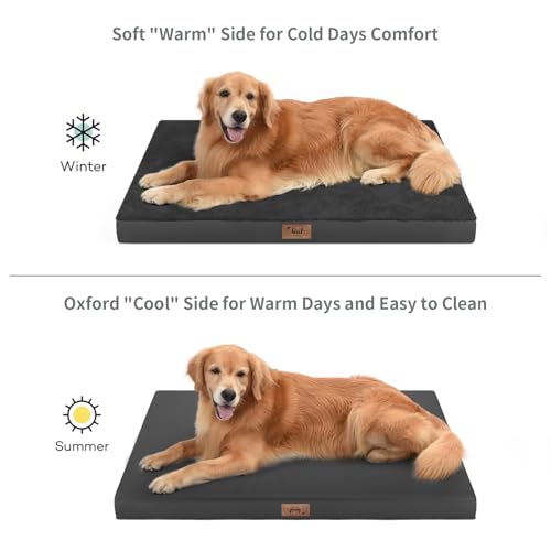 Image of Jumbo Waterproof Orthopedic Dog Bed for Extra Large Dogs | Egg Crate Foam, Pressure Relief, Fits 54x37 Crates, Machine Washable 1680D Oxford Cover, Indoor & Outdoor Use, Up to 150 lbs