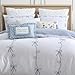 Peri Home Bows Duvet Cover Set 100% Cotton 3-Piece Bedding, King, Blue Sasha Bows