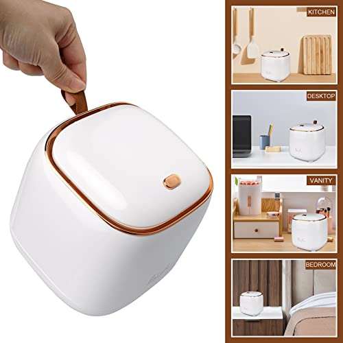 Mini caneca de basura de escritorio 1.6L con tapa blanca miniatura 2