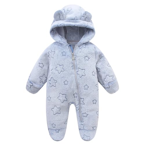 Image of Baby Fleece Jumpsuit for 0-3 Months Infant Bear Snowsuit Newborn Romper Warm Coat