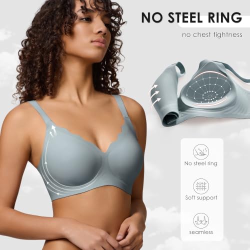 Image of Seamless Wireless Bra for Women with Support - No Underwire Full Coverage Push Up Comfort Bras - Back Fat Smoothing Bralettes