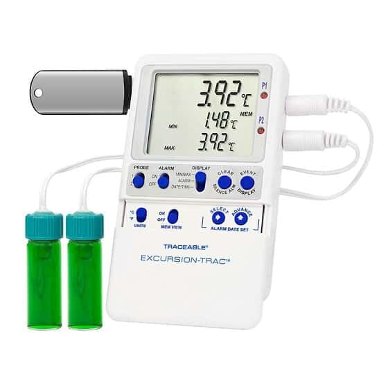 Miniatura 3 de Termómetro de registro de datos rastreable Excursion-Trac con calibración 2 sondas para botellas de vacuna