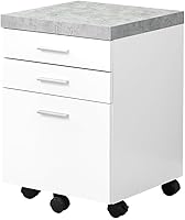 Vista 1 de Monarch Specialties I 7051 Archivador, móvil rodante, cajones de almacenamiento, soporte de impresora, oficina, trabajo, laminado, gris, blanco