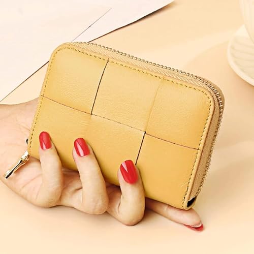 Card Wallets Business Card Holder Sheepskin Wallets Genuine Leather Zipper Bank/ID/Credit Card Case Black White Travel Coin Purse4