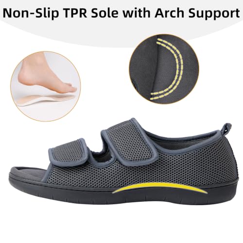 Image of Women's Slippers with Arch Support, Adjustable Open Toe Shoes for Diabetic