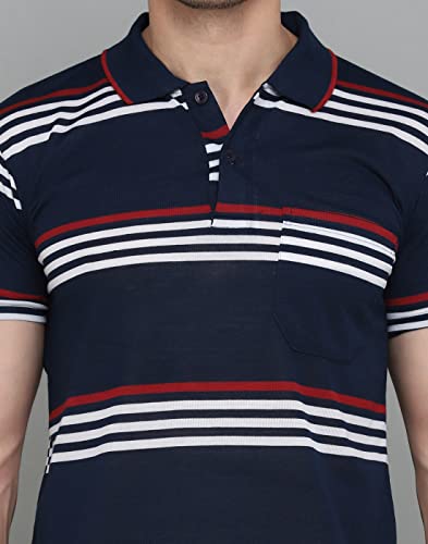 Image of INKKR Striped Men's Polo Neck T-Shirt Combo