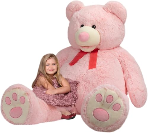 HollyHOME 150cm Teddy groß Teddybär XXL Kuscheltier Geschenk, Plüschtier Stofftier Weiches Spielzeug Bär Tedi Kuschelbär Hellrosa