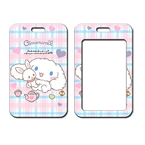 Cinnamoroll ID Badge Holder,Funny Anime ID Card Holder,Cute Pink and Blue Card Holder for School ID Office ID Lanyard,Cool Badge Holders for Women Men Guys Girls Boys Kids Teachers