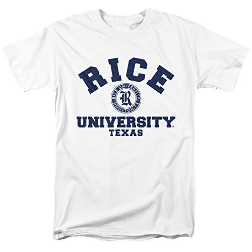 Rice University Official Circle Logo Unisex Adult T-Shirt, White, Large