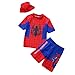 NOMISDUN Garçons UV Sun Protection Maillot De Bain Enfants Spiderman Maillot Split Summer Beachwear Enfant Rash Guard Maillots À Séchage Rapide Combinaison Avec Chapeau,Red-M/100~110cm