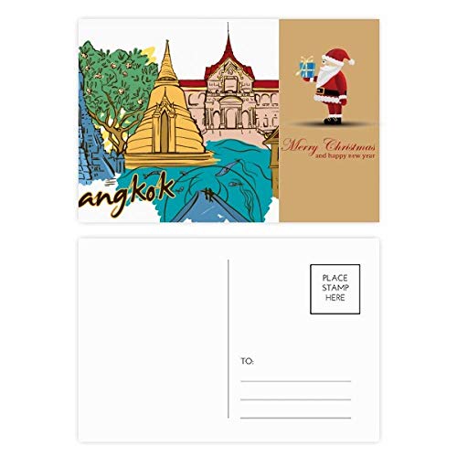 Cartes postales Aquarelle Noël Thaïlande collection artistique haut de gamme en lot de 20