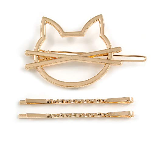 Horquillas trenzadas de metal dorado y pinzas de gatito para peinados de oficina
