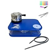 Zebra Smoke Millenium Hookah Single Hose Portable Shisha Complete Kit, Hookah Tips, Pre-Poked Foil, Tongs, Carry On Size (Black)