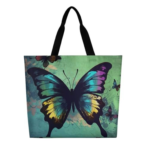 Artistic Butterfly Large Grocery Tote Bag Women Fashion Handbag Duty Reusable Shoulder Bag for Travel Vacation Shopping Beach Bags3