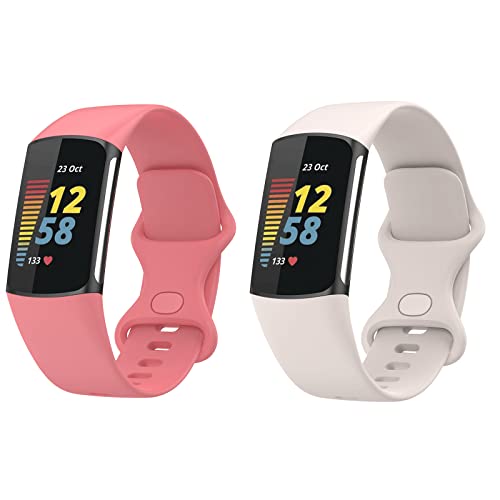 Pulseras Fitbit Charge 2 TLING 2 Pack Correa para Fitbit Charge 5,Pulseras Reloj Coloridos Silicona Banda Reemplazo para Fitbit Charge 5,Compatible...