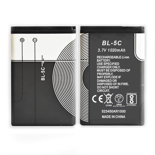 UBOON Batería Recargable BL-5C 3,7V 1020mAh para Teléfonos, Radios, Cámaras y Dispositivos Electrónicos – Pack de 1 o 2 Unidades (1)