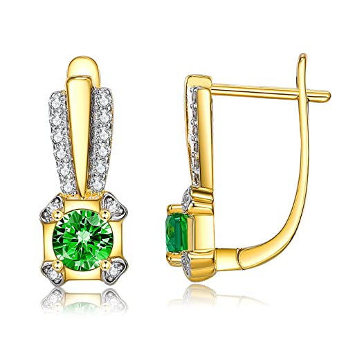 Boucles d'oreilles carré en Or 14k, cadeau idéal moissanite verte