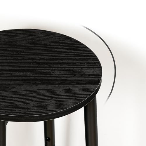 Image of HOOBRO Bar Stools, Set of 2 Bar Chairs, Kitchen Round Height Stools with Footrest, Breakfast Bar Stools, Sturdy Steel Frame, for Dining Room, Kitchen, Party, Easy Assembly, Black BK03BY01N1
