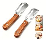 2026 Upgrade 3-in-1 Veg Peeler, Wood Handle Thick Stainless Steel Wide Blade, Scallion Shredder & Bottle Opener, Ultra-Sharp Multi Peeler for Potato Carrot Kitchen Camping Travel (1pcs+1ps)