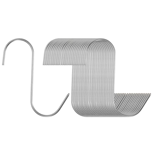 sourcing map 24 ganchos de carne de acero inoxidable 304 de 5 pulgadas, ganchos de carnicero en forma de S, ganchos para colgar ahumar, asar a la parrilla, costillas de res (carga máxima de 11 libras)