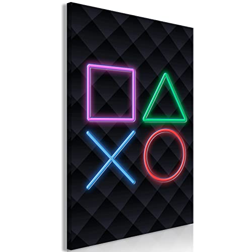 artgeist Acoustic Canvas Wall Art Print for Gamers 24x35 in - 1pcs Picture with Acoustic Foam Sound Print Artwork Room Acoustics Soundproofing - Console Game Neon Light i-C-0185-b-a