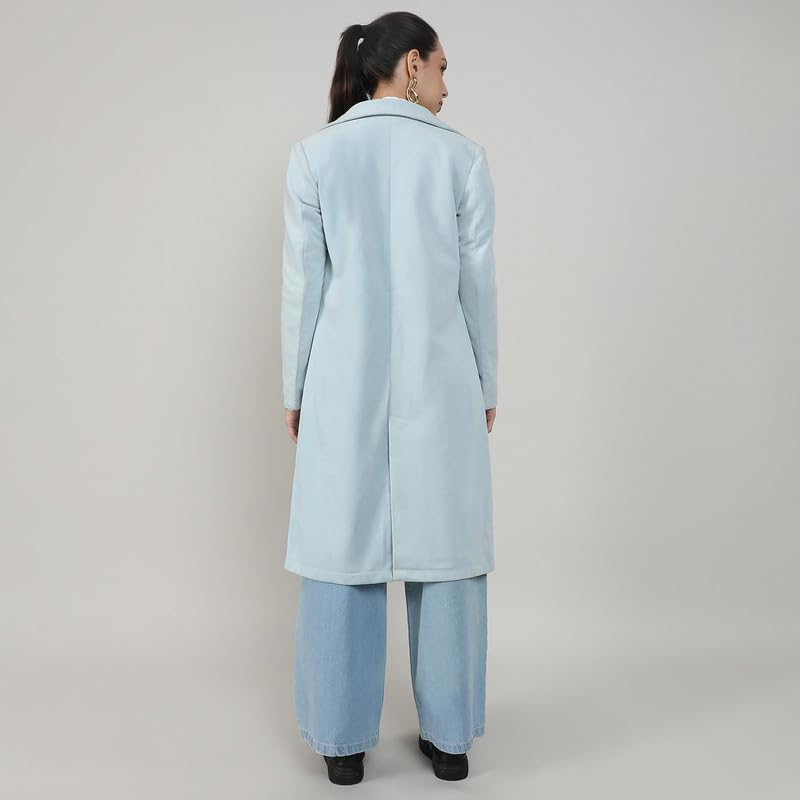 Image of PINACOLADA Women's Belted Long Coat For Casual Wear | Lapel Collar | Long Sleeve | Button Closure | Long Coat Crafted With Comfort Fit For Everyday Wear