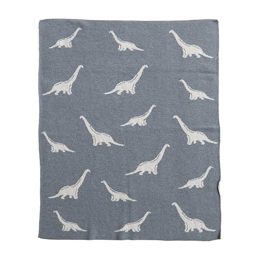 Image of Creative Co-Op Cotton Knit Baby Blanket with Dinosaurs, 40 inch L x 32 inch W