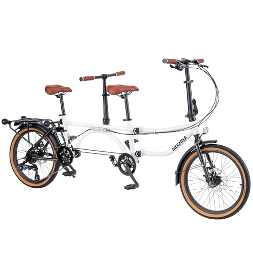BALINGE Heavy Duty Folding City Tandem Bike, White