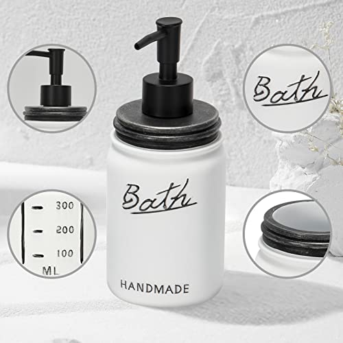 Lkkl Mason Jar Bathroom Accessories - 5Pcs Mason Jars Soap And Lotion Dispenser Set - Bathroom Sets 2 Apothecary Jars, 1 Toothbrush Holder, 1 Soap Dispenser, 1 Bathroom Tray (Black/White) #TOP3