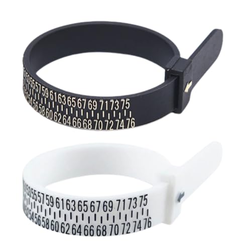 XSKOCT 2 Piezas Cortador De Anillos,Cinta Métrica para Anillos, Cinta Métrica para Joyería Regla De Medición De Dedos para Determinar El Tamaño del Anillo (Negro Blanco)