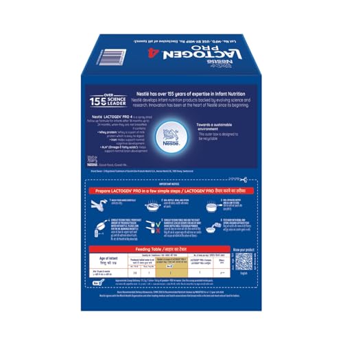 Image of Lactogen Pro 4, Follow-Up Formula with Iron, Whey Protein and Omega 3, After 18 Months Up to 24 Months, Bag-in-Box Pack, 1.2 kg (3 Units*400g) (Pack of 2)