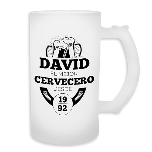 Jarra de cerveza Personalizada con Nombre, Cristal Mate 500 ml, Diseño El Mejor Cervecero o Cervecera, Regalo Personalizable, Regalo Padre Madre Amigo Amiga Hermano Hermana Novio Novia Cervecero/a